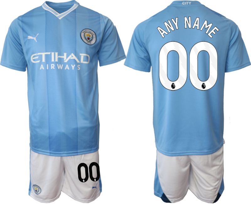 Men 2023-2024 Club Manchester City home Light blue customized Soccer Jersey->manchester united jersey->Soccer Club Jersey